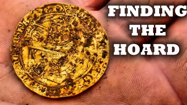 detectival hoard of gold and silver coins found by metal detectorists